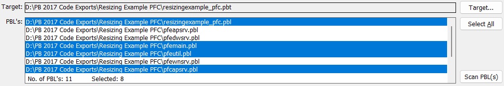 Code Count library selection list